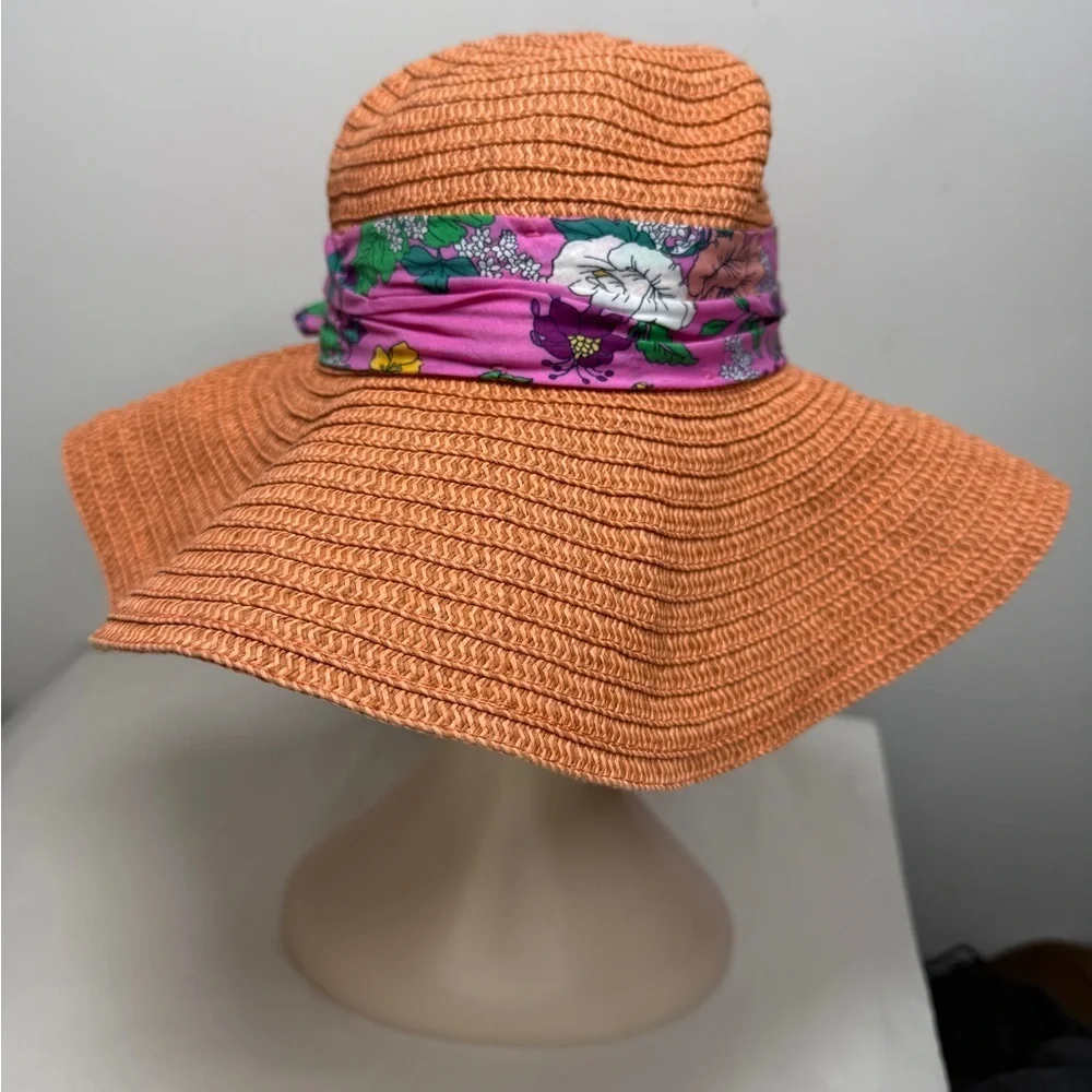 Janie & Jack Floral Bow Straw Hat Sz 4/5